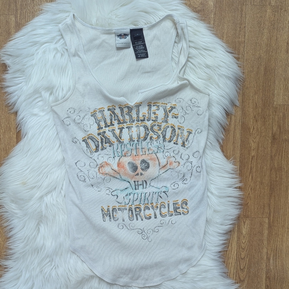 Harley Davidson Restless Spirits Graffiti Bling Ribbed Tank Top